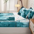 thumbnail image 5 of Homewish Teal Watercolor Gradient Zipper Queen Comforter Set with Fitted Sheet and 2 Pillowcases,Retro Geometric Art Zipper Bedding Set,Polkadot Reversible,4pcs, 5 of 8