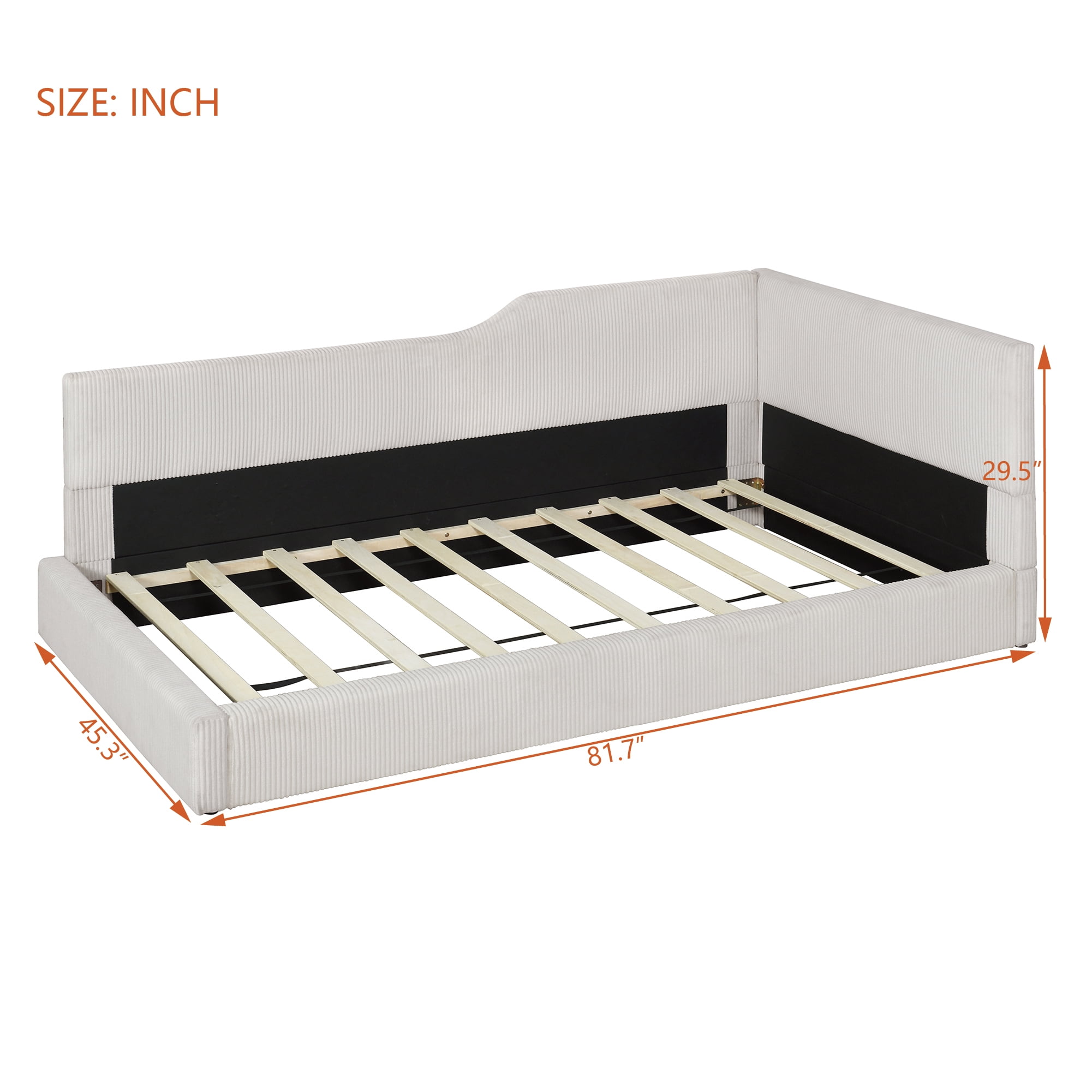 Euroco Twin Size Wood Daybed Platform Bed with Headboard for Bedroom, Beige