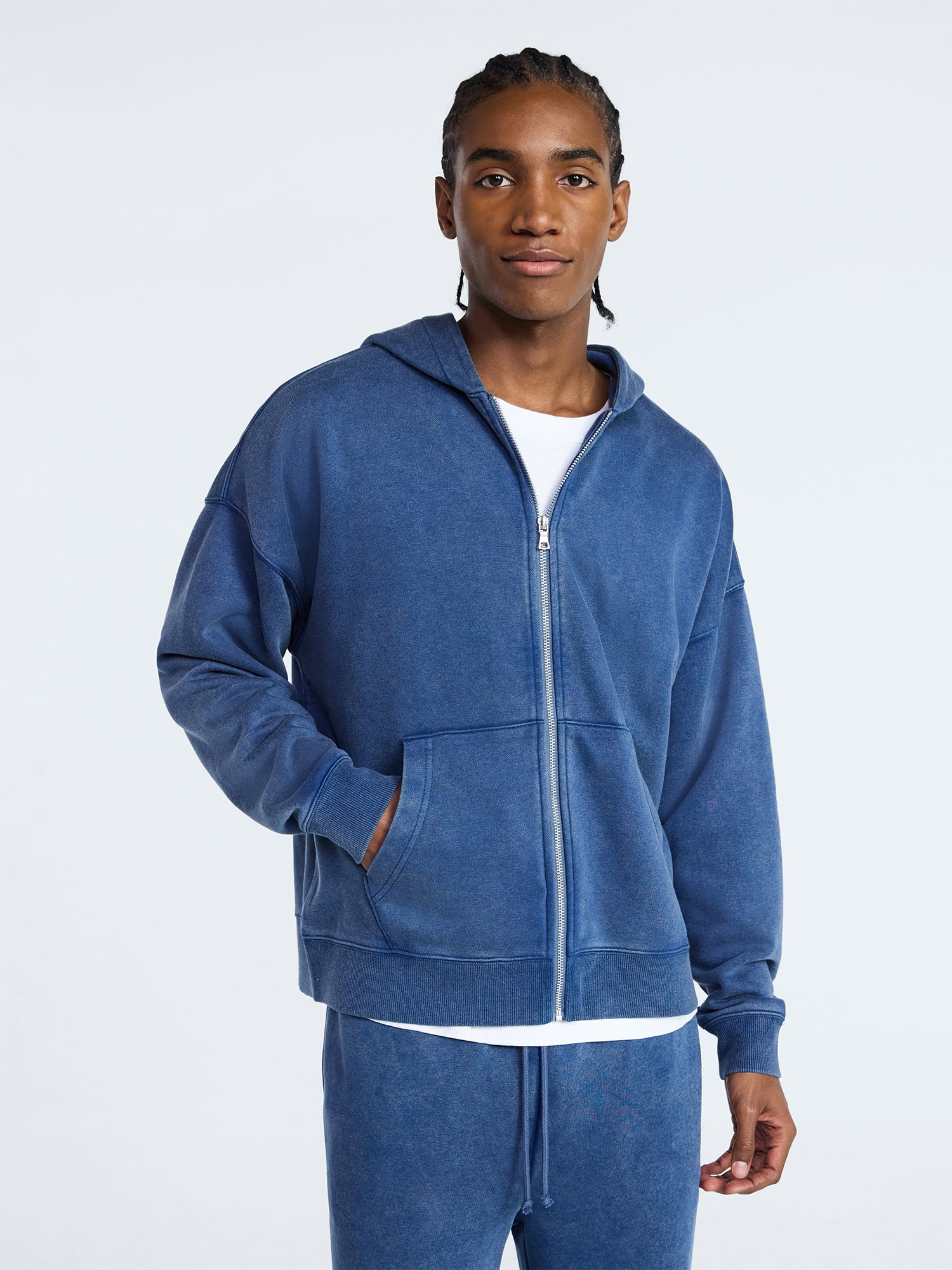 No Boundaries Zip Hoodie with Long Sleeves, Men's XS-4XLT