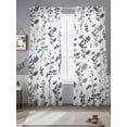 thumbnail image 2 of Green Grey Botanical Sheer Curtains 108 Inch Length 2 Panels Set Window Treatments, Watercolor Spring Floral Summer Leaf Rod Pocket Semi Curtains for Living Room/Bedroom/Kitchen Décor, 104"W x 108"L, 2 of 7