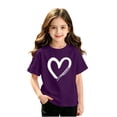 thumbnail image 5 of Oiangi Girls Short Sleeve Shirts Crew Neck Graphic Tees Casual Heart Print T-Shirts for Back to School Purple 9 Years, 5 of 5