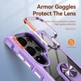 thumbnail image 4 of Allytech Clear Case for Samsung Galaxy S23 Ultra, Slim Case with Metal Ring Kickstand, Armor Lens Protection Shockproof Anti-Fingerprint Soft TPU Frame + Hard PC Back Protective Case - Purple, 4 of 7