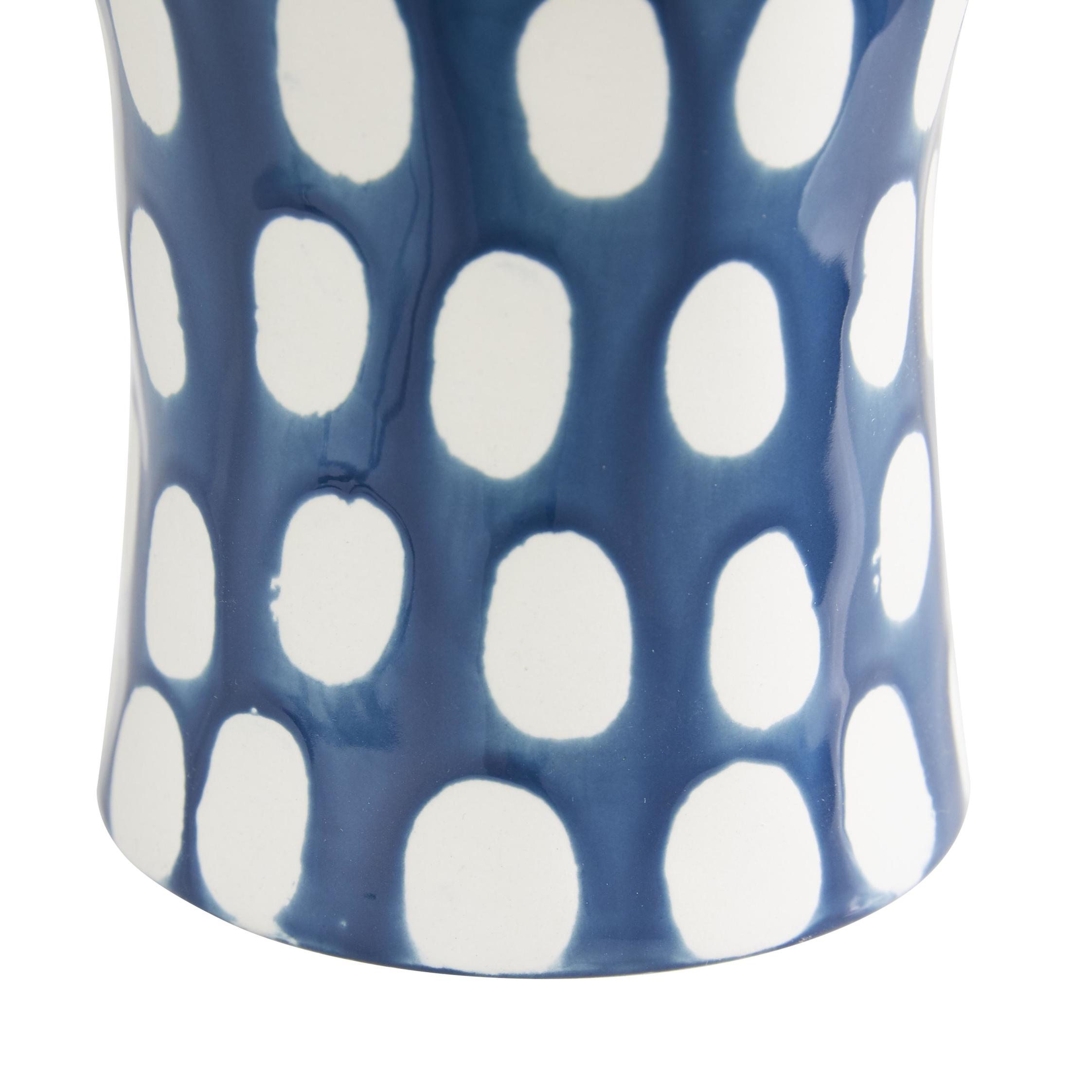 DecMode 12", 15", 19"H Blue Ceramic Vase with Varying Patterns, Set of 3