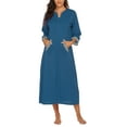 thumbnail image 4 of Avidlove Women Zipper Front Robes 3/4 Sleeve Housecoat Full Length Loungewear Dress with Pocket Long Nightgown Sleepwear Bathrobes, 4 of 5