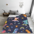 thumbnail image 5 of Honeii Cartoon Dinosaur Scooter Sport Blue Print Fleece Blanket - Throw Blanket for Bed, Sofa, Couch, Camping, and Travel , Microplush Ultra Soft Warm Blanket-80"x60", 5 of 7