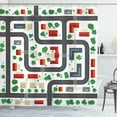 thumbnail image 1 of Architecture Shower Curtain, Top View Composition of Roads Houses Trees City Planning Metropolis Scene, Fabric Bathroom Set with Hooks, 69W X 84L Inches Extra Long, Multicolor, by Ambesonne, 1 of 3