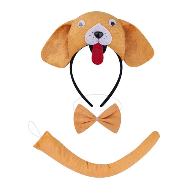 Conjunto de diadema y pajarita con cola de animal, disfraces de dibujos animados para niños para presentaciones en , baile de graduación Amarillo oscuro