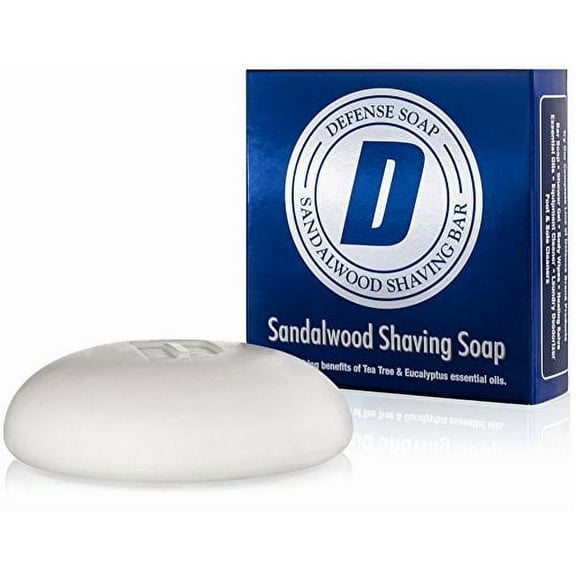 Defense Soap Sandalwood Shaving Soap 3.5 Ounce Bar with Aloe Vera, Cocoa Butter, Tea Tree Oil and Eucalyptus Oils