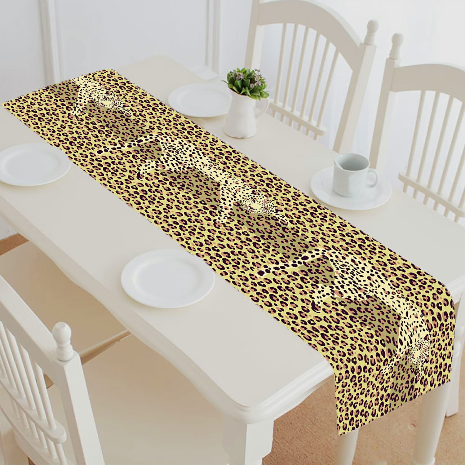 ABPHQTO Leopard Print Silhouette Of The Leopard Table Runner Placemat