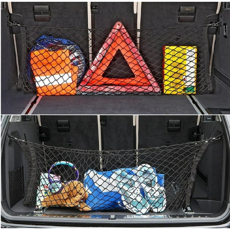 Car Rear Cargo Net Storage Organizer - Elastic Mesh Trunk Pouch For SUV, Truck, RV