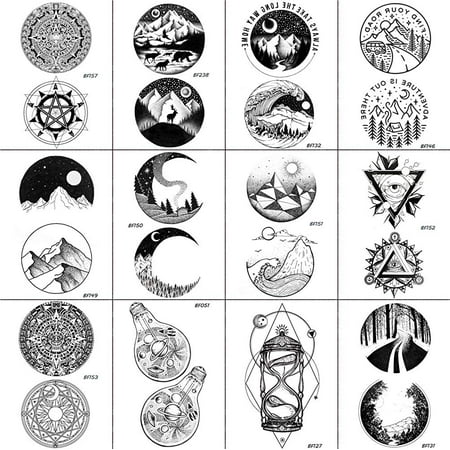 12 Pieces/Lot Men's Fashion Moon Temporary Tattoos Round Totem Fun Sun Wave Magic Tatoos Women Triangle Forest Tattoo Stickers Cover Custom Paste 10x6CM | Walmart Canada 12 Pieces/Lot Men's Fashion Moon Temporary Tattoos Round Totem Fun Sun Wave Magic Tatoos Women Triangle Forest Tattoo Stickers Cover Custom Paste 10x6CM | Walmart Canada