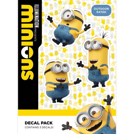 Despicable Me Minions Car Decals – Set of 3 Bob Stuart Kevin Stickers for Truck Water Bottle Bike Helmet Laptop Skateboard – Outdoor Rated Water Resistant Vinyl Decals
