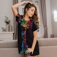 thumbnail image 3 of Fotbe Neon Psychedelic Giraffe Bata de Dormir para Mujer con Estampado, Camisón de Algodón de Manga Corta, Ropa de Dormir Casual, 3 of 6