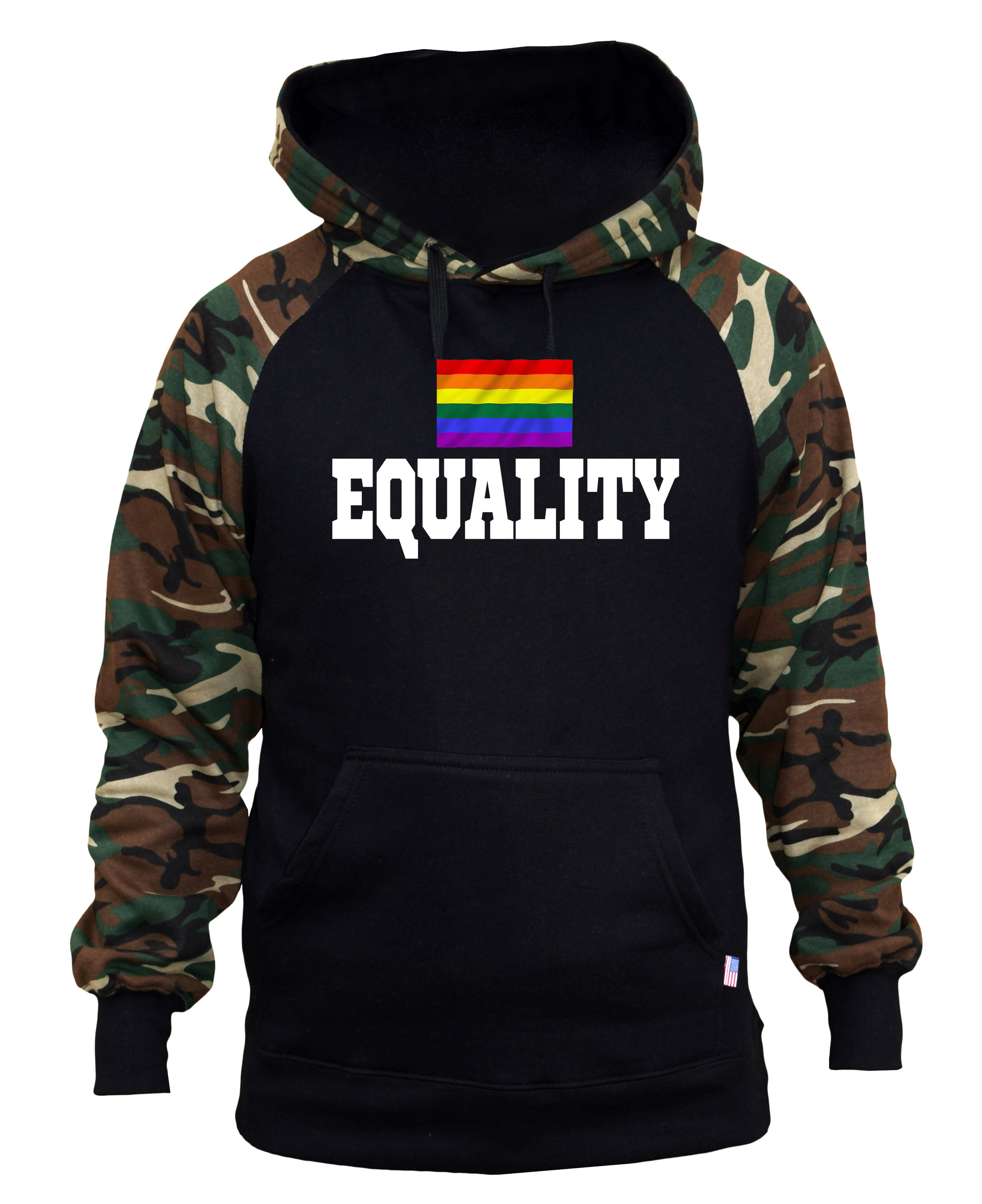Rainbow Flag Equality TV57 Mens Black/Red Raglan Baseball Hoodie Sweater Black 