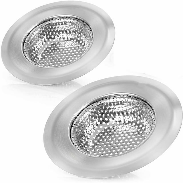 Cribun Kitchen Sink Strainer Basket 2 Pack Stainless Steel Rust Proof Sink Drain Strainer 2.8 inch Large Wide Rim Fine Mesh Anti-Clogging Drain Screen/Cover/Catcher for Most Kitchen Sink Drains