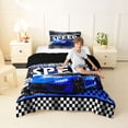 thumbnail image 2 of Castle Fairy Cool Blue Sports Car Twin Comforter Sets 3-Piece for Youths, Sharp Speedometer Graphic Bedding Set for Bedroom, Blue Black White,Black Reversible, 2 of 6