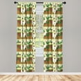 thumbnail image 3 of Ambesonne Arcade Curtains, Vintage Video Game Platform, Pair of 28"x95", Pale Green Brown, 3 of 5