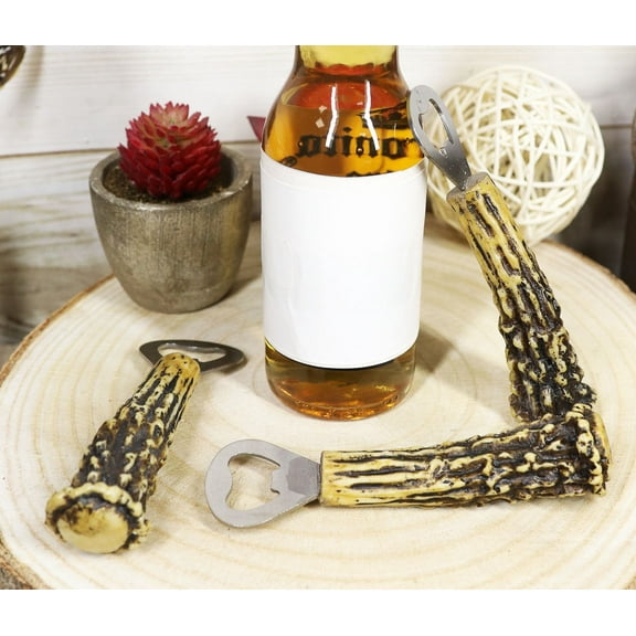 Set of 3 Rustic Western Faux Stag Deer Bone Antler Soda Beer Bottle Cap Openers