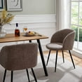 thumbnail image 2 of NORDICANA Accent Chairs Set of 2 Fuzzy Sherpa Dining Chairs with Barrel Back Faux Fur Armchairs Upholstered Black Metal Leg, Living Room Chairs (Light Brown), 2 of 7