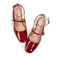thumbnail image 2 of LuckLilac Women's Square Toe Slingbacks Mary Jane Pumps Patent Leather Chunky Low Heel Buckle Strap Heels sandals Wedding Party Dress Shoes, 2 of 4