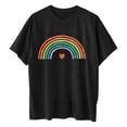 thumbnail image 4 of DPTALR Femmes Vintage Drop Manches Arc-en-Ciel Imprimé Casual Manches Courtes Tops, 4 of 7