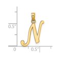 thumbnail image 2 of 14k Gold N Script Letter Name Personalized Monogram Initial High Polish Charm 19.5x12mm Wide 1.1mm Thick Pendant Necklac, 2 of 2