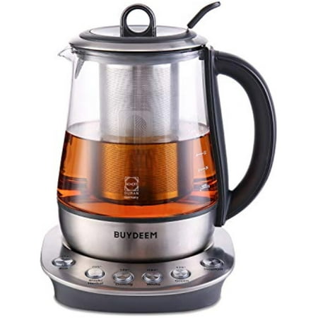K2423 Tea Maker Durable 316 Stainless Steel & German Schott Glass Electric Kettle Removable Infuser Auto Keep Warm BPA Free 1.2L