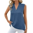 thumbnail image 2 of Njoeus Summer Tops for Women 2024 Tops for Women Trendy Linen Shirts for Women, Women's Plain V-Neck T-Shirt Sleeveless Cotton Top Trendy Blouse for Work Casual Plus Size Tank Tops for Women On Cleara, 2 of 9