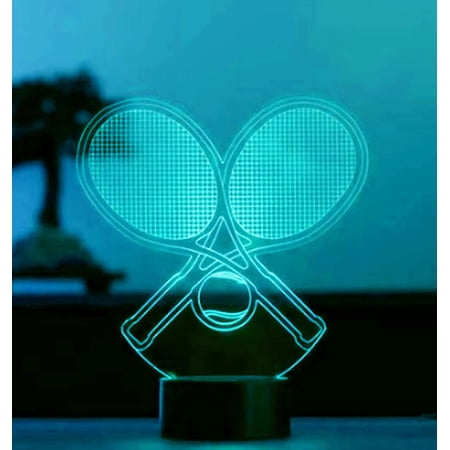 YSITIANNA 3D Tennis Night Light led Lamp Illusion 7 Color Changing Touch Switch Table Desk Decoration Lamps Birthday Gift Acrylic Base USB Cable Toy STNL#1628