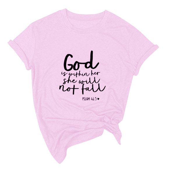 Summer Saving Clearance! UPPADA Tops for Women Trendy Plus Size Short Sleeve Tops Casual Round Ncek Tshirts Dressy Funny Letter Pullovers