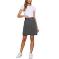 thumbnail image 2 of INSPIRE CHIC Women's Denim Skirts Solid Color A-Line Raw Hem High Waist Button Front Casual Jean Skirt M Grey Black, 2 of 6