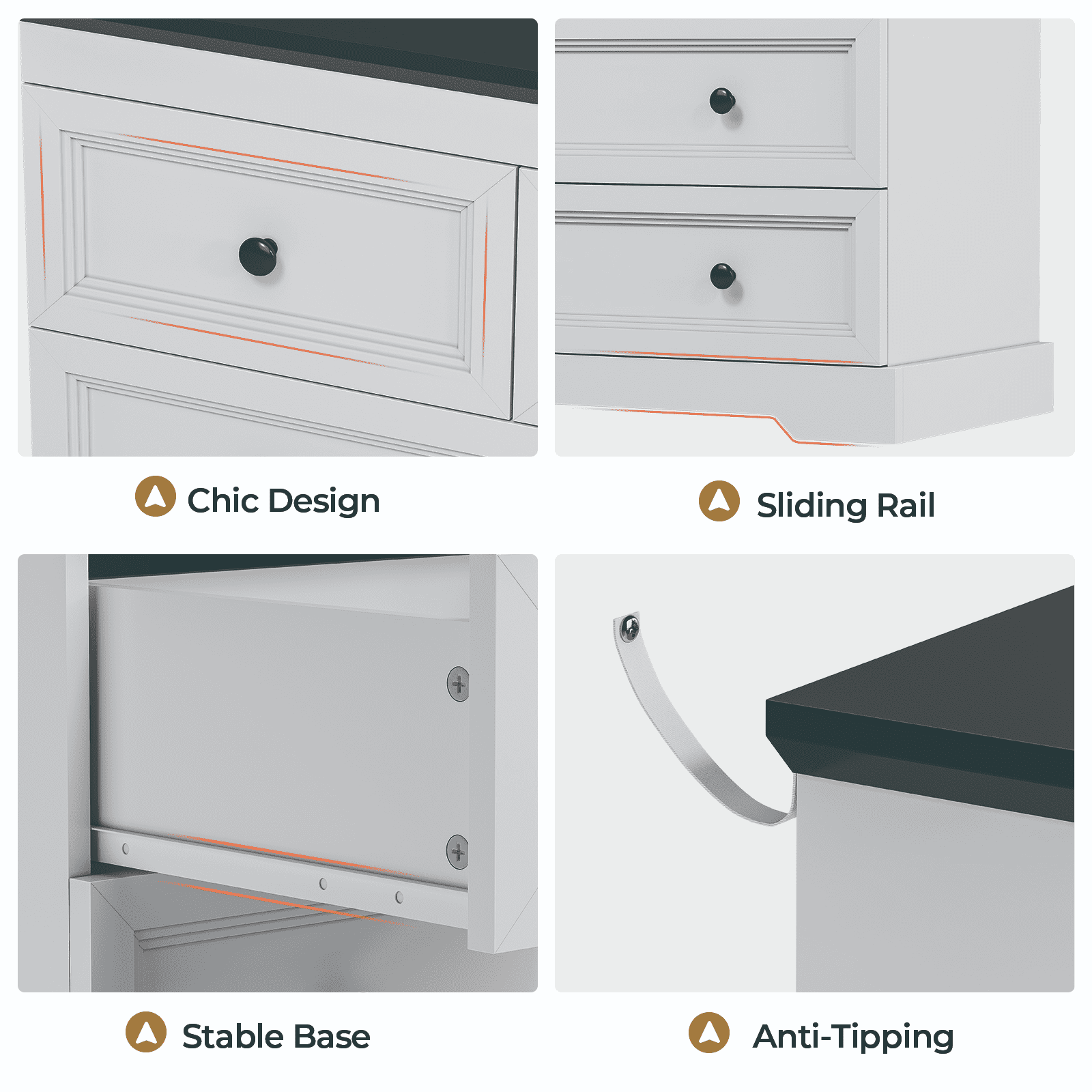 Plonmago 10 Drawers Dresser, 55" Large Drawers Dresser for Bedroom, Wood Dressers & Chest of Drawers for Living Room,White