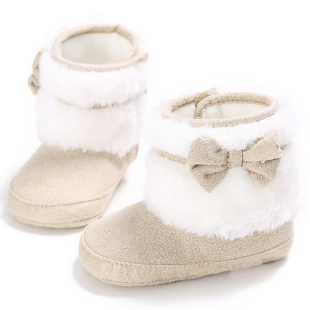 

Binmer Baby Bowknot Keep Warm Soft Sole Snow Boots Soft Crib Shoes Toddler Boots