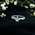 thumbnail image 3 of Rosec Jewels Aquamarine Engagement Ring with Diamond - 6 mm Round March Birthstone Ring - AAA Grade - with Jewelry Box, 10K White Gold, US 5.00, 3 of 8