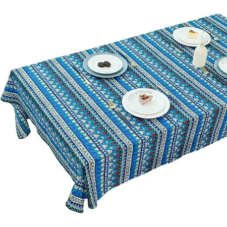 

Rectangular Tablecloth Bohemian Cotton Linen Tablecloth Washable No Fade Anti-slip Wrinkle Free Table Cover For Banquet Party Picnic Festival Birthday-B-145*145CM