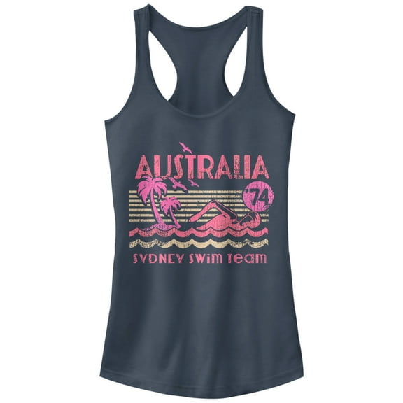 Junior's Lost Gods Australia Swim Team  Racerback Tank Top Indigo Small