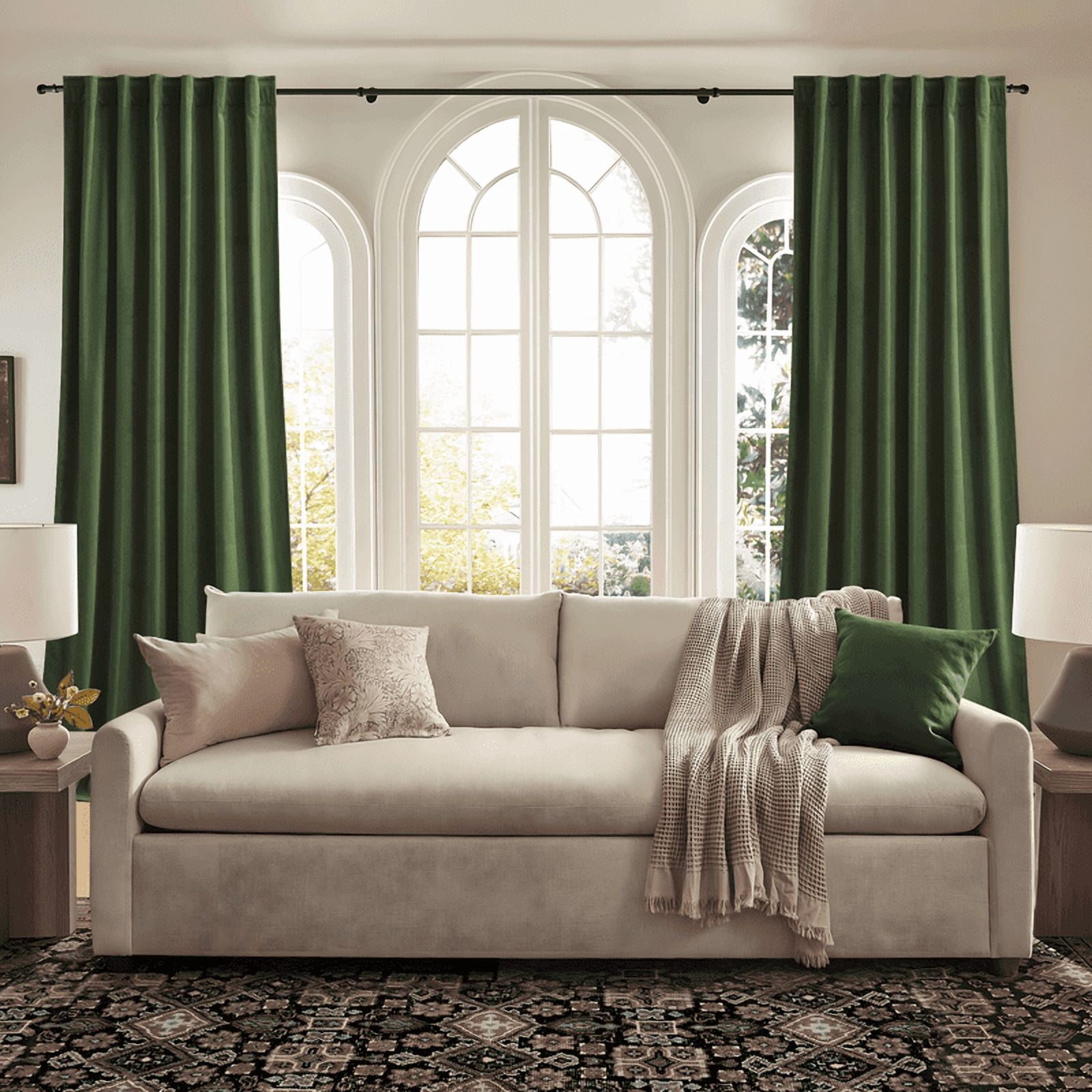 NICETOWN Olive Green Blackout Velvet Curtains for Bedroom, Christmas Sun Light Blocking Velvet Curtains Thermal Insulated Room Darkening Drapes Back Tab Soft Velvet Drapes, 52"x84", 2 Panels