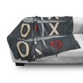 thumbnail image 3 of Xo Soft Flannel Fleece Throw Blanket, Vintage Style Blackboard with Hugs and Kisses Written by Chalk Love Concept, Cozy Plush for Indoor and Outdoor Use, 50" x 70", Blue Grey Red Cream, by Ambesonne, 3 of 6