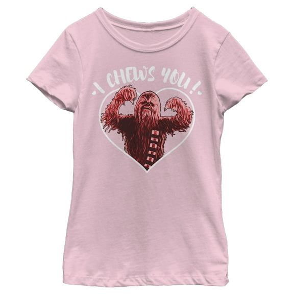 Girl's Star Wars Valentine's Day I Chews You Graphic Tee Light Pink Small