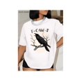 thumbnail image 1 of T-shirt, Ladies Short Sleeve T-shirt, Printing , Soft and Comfortable Skin-friendly, Refreshing and Simple, Stylish Pullover, Crow Pattern T-shirt-F-CaWF Printing, 1 of 6