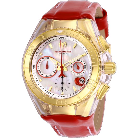 TM-117003 Women's Red Valentine Watch 14K Gold-Tone PVD Coated Japan Chronograph Heart-Shaped Date Window