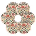 thumbnail image 7 of Yayeee 6 PCS Drink Coasters with Holder Set Woven Absorbent Round Tabletop Hot Pad, Beige Red Floral, 7 of 7