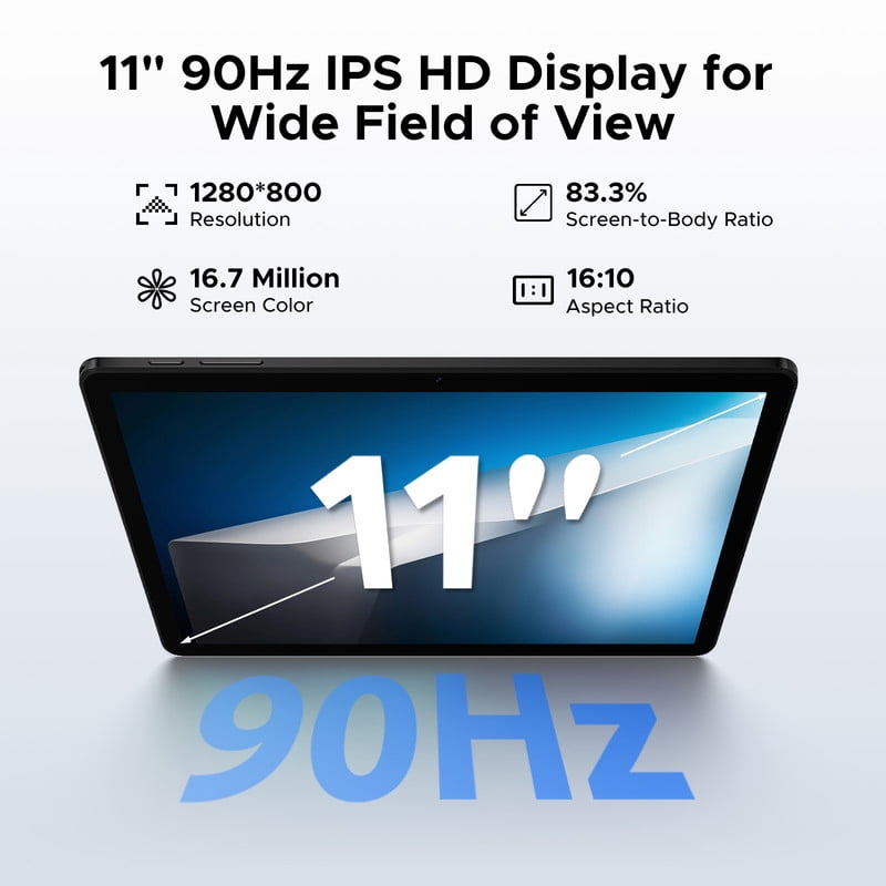 DOOGEE Tab A9+ 11 inch Tablet with 90Hz,8580mAh,20GB+64GB/2TB Octa Core Android Tablet,7.9mm Ultra Thin Gaming Tablets,13MP+5MP,Dual Speakers,Bluetooth 5.0,Face ID,5G WiFi,FM,Widevine L1,GPS,Black