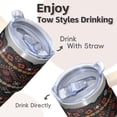 thumbnail image 4 of 20oz Stainless Steel Tumbler with Lid and Straw, Bohemian Boho Insulated Travel Coffee Mug, Double Wall Vacuum Leakproof Cup Design, 4 of 5