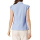 thumbnail image 3 of INSPIRAR CHIC Blusas de Mujer con Volantes y Mangas Cortas, Blusa con Cuello Peter Pan y Cierre de Botones, Talla M Azul, 3 of 6