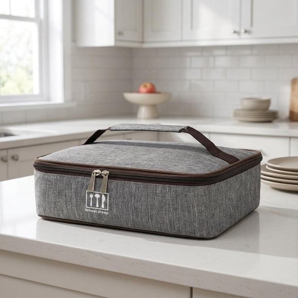Bolsa para alimentos reutilizable, recipiente para snacks, térmica plana, bolsa bento para viajes, para hombres, mujeres y niños.