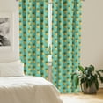 thumbnail image 2 of Ambesonne Fruit Window Curtains, Tropical Pineapple Leaves, Each 28" W x 95" L, Turquoise Yellow, 2 of 4