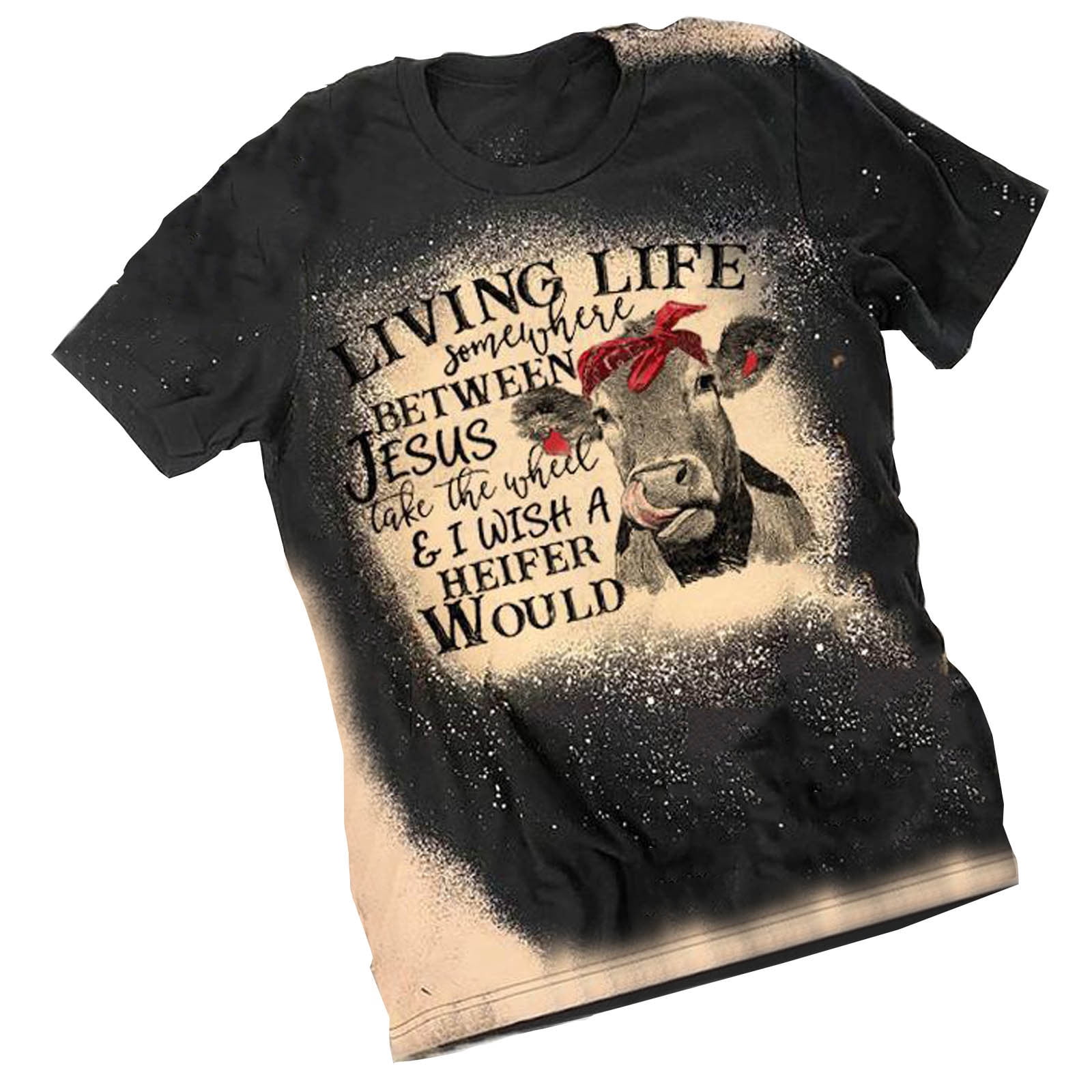 Women Casual Novelty Sayings Cow Print 