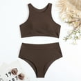 thumbnail image 6 of XEGLSBU Swimsuits for Women Bikini Coverage Women Print Bikinis Swimsuit High Waist Bikini Set 2Pcs Beach Bathing Suit Swimwear Coffee Size XL, 6 of 7