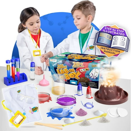 Kids Science Kit with Lab Coat Gift Set - Over 20 Experiments for Kids 4-6